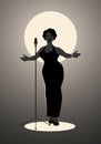 Elegant, curvy and Jazz singer woman singing