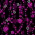 Elegant cute flowers seamless pattern on black