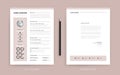 Elegant CV / resume and cover letter template - dusty rose pink