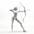 Elegant 3d Female Archery Sculpture In Monochromatic Style Royalty Free Stock Photo