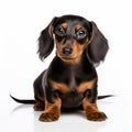 Elegant Dachshund Puppy With Strong Facial Expression On White Background