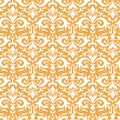 Elegant damask pattern. Ornate floral sprigs, golden baroque ornament and luxury ornamental flowers seamless vector