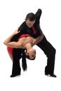 Elegant dancer supporting attractive, passionate partner while performing tango Royalty Free Stock Photo