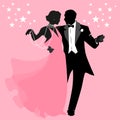 Elegant dancers couple silhouettes dancing in retro fashion style. Broadway dance style Royalty Free Stock Photo