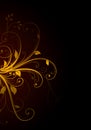 Elegant dark background with golden swirls and space for your text Royalty Free Stock Photo