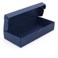 Elegant dark blue rectangular box with lid open Royalty Free Stock Photo