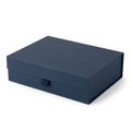 Elegant dark blue rectangular storage box with magnetic closure Royalty Free Stock Photo