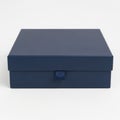 Elegant dark blue storage box with secure closure Royalty Free Stock Photo