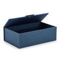 Elegant dark blue textured storage box with open lid Royalty Free Stock Photo