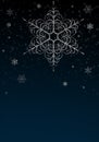 Elegant dark blue Winter Background with silver snowflakes. Christmas card Royalty Free Stock Photo