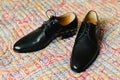 Elegant dark colored men shoes Royalty Free Stock Photo