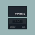 Elegant dark minimal design business card vector template. Abstract lines on background.
