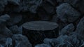 Elegant dark stone podium in abstract rock cave setting Royalty Free Stock Photo