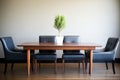 elegant dark wood table with highback leather chairs Royalty Free Stock Photo