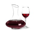 Elegant decanter and glass with red wine Royalty Free Stock Photo