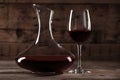 Elegant decanter and glass with red wine Royalty Free Stock Photo