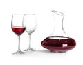 Elegant decanter with red wine