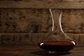Elegant decanter with red wine
