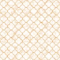 Elegant decorative quatrefoil pattern in golden foil on white marble background with gold veins. Illustration pattern for product