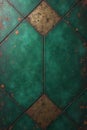 Elegant deep green and gold geometric tile pattern with distressed texture. Generative AI Royalty Free Stock Photo