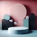 Pastel Geometric Podium Layered Fabric Design on Dark Texture