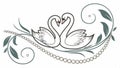 Elegant design with two swans and decorative floral and pearl elements vector design Generative AI Royalty Free Stock Photo