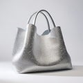 Elegant Designer Silver Bag With Shiny Bumpy Texture