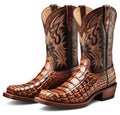 Pair of Brown Crocodile Skin Cowboy Boots