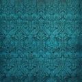Vintage Teal Damask Wallpaper Texture Background, AI Generated Royalty Free Stock Photo