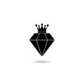 Elegant diamond with crown logo with shadow