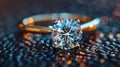 Elegant Diamond Engagement Ring on Dark Reflective Surface