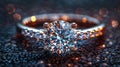 Elegant Diamond Engagement Ring on Dark Reflective Surface