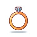 Elegant Diamond Ring Icon Symbolizing Love and Commitment for Engagement and Marriage Royalty Free Stock Photo