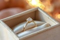Elegant diamond ring presented in a luxurious gold box. Generative AI Royalty Free Stock Photo