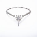 Elegant Diamond And Silver Choker Necklace With Hollow Halo Design