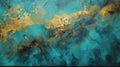 Elegant digital artwork rich teal textured background with intricate gold leaf spatter