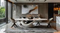 Elegant Dining Room With Marble Table and Chairs Royalty Free Stock Photo