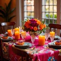 Elegant dinner setting arrangement for fancy special occasion such as wedding Royalty Free Stock Photo