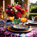 Elegant dinner setting arrangement for fancy special occasion such as wedding Royalty Free Stock Photo