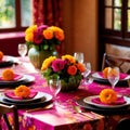 Elegant dinner setting arrangement for fancy special occasion such as wedding