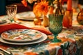 Elegant Dinner Setting with Floral Decor Royalty Free Stock Photo