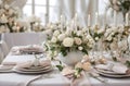 an elegant dinner table lit by candlelight