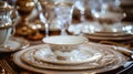Elegant dinner table setting with fine china
