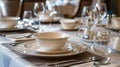 Elegant dinner table setting with fine china