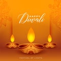 elegant diwali diya on glowing indian style background vector