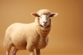 Elegant Dorper sheep on light brown background, space for text Royalty Free Stock Photo