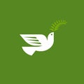 Elegant dove. Flat style vector logo template of white pigeon