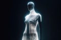 An Elegant Dress Made of Fibre Optic Cables on a Mannequin created with generative AI technology Royalty Free Stock Photo