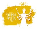 elegant durga puja festival wishes card in watercolor