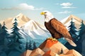 elegant eagle in the mountains paper art AI generated Royalty Free Stock Photo